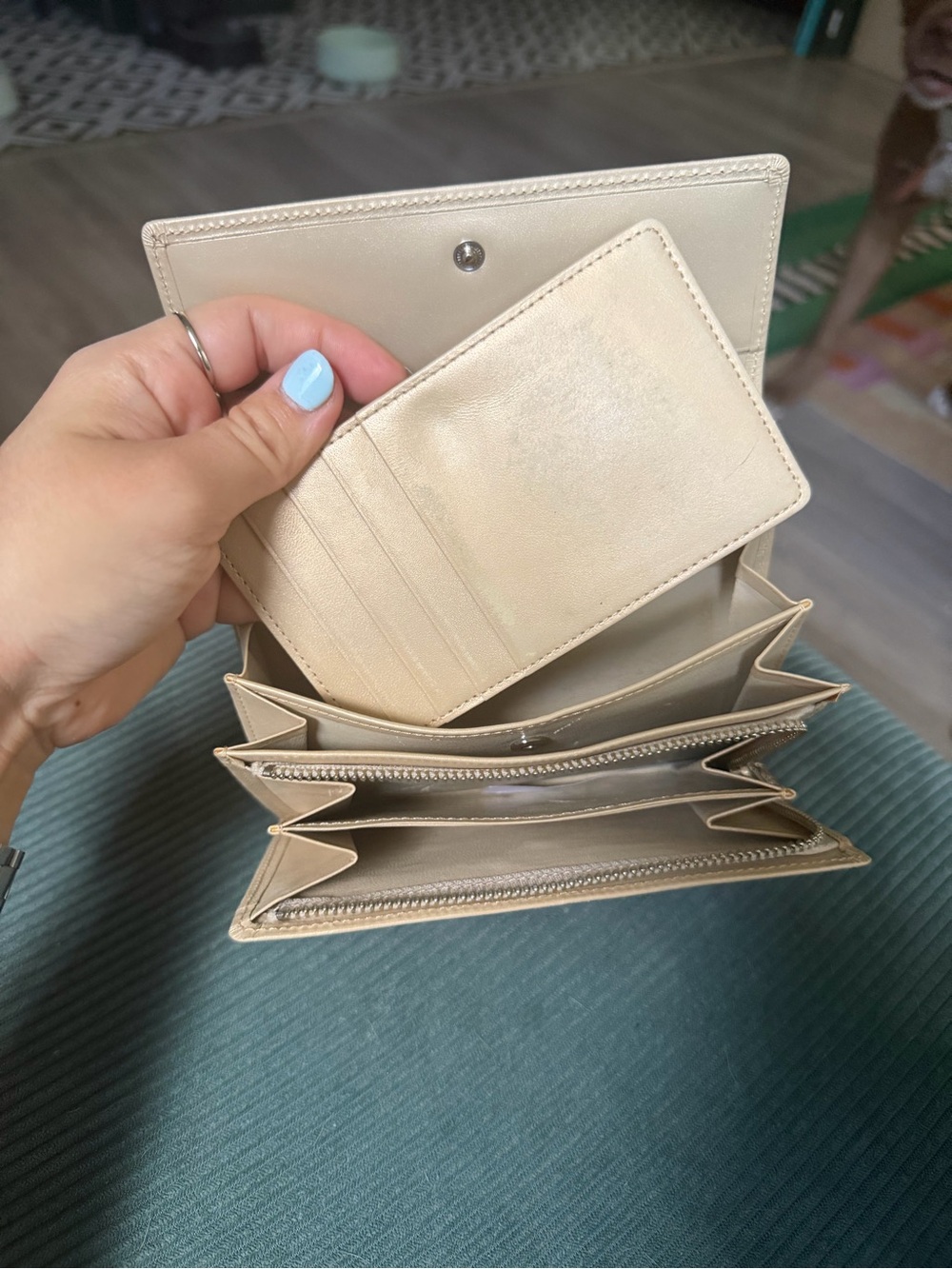 Yves Saint Laurent Champagne Leather Wallet with Metal YSL Plaque - Picture 7 of 10